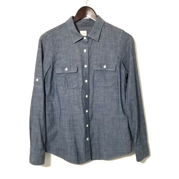 J. Crew Chambray Perfect Shirt Button Down - Picture 1 of 8